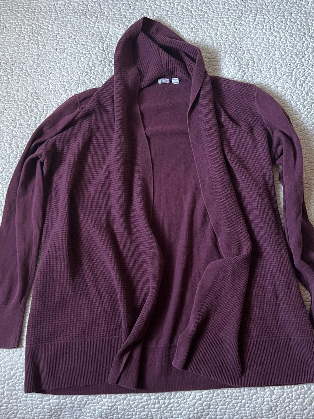GAP Hooded Open-Front Cardigan in Plum Burgundy